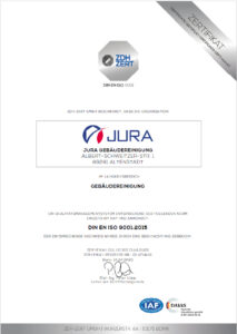 Zertifikat ISO 9001:2015 der JURA Dienstleistungen